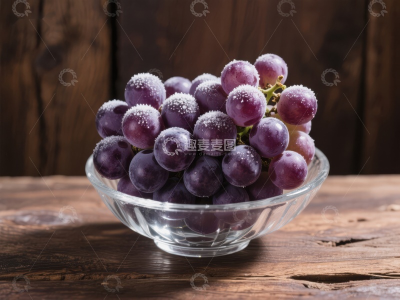 高清大图下载【趣麦麦图】玻璃碗中的紫葡萄
