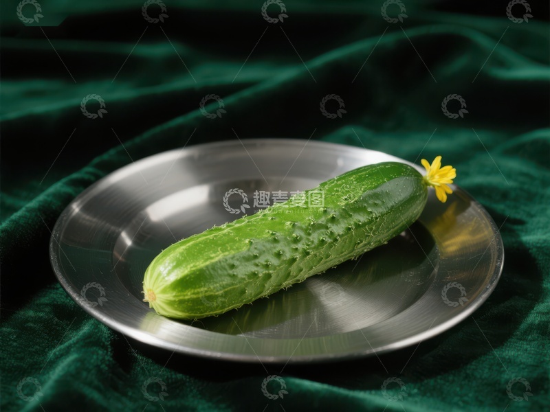高清大图下载【趣麦麦图】盘中黄瓜配小黄花