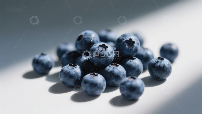 高清大图下载【趣麦麦图】新鲜蓝莓散落光影中