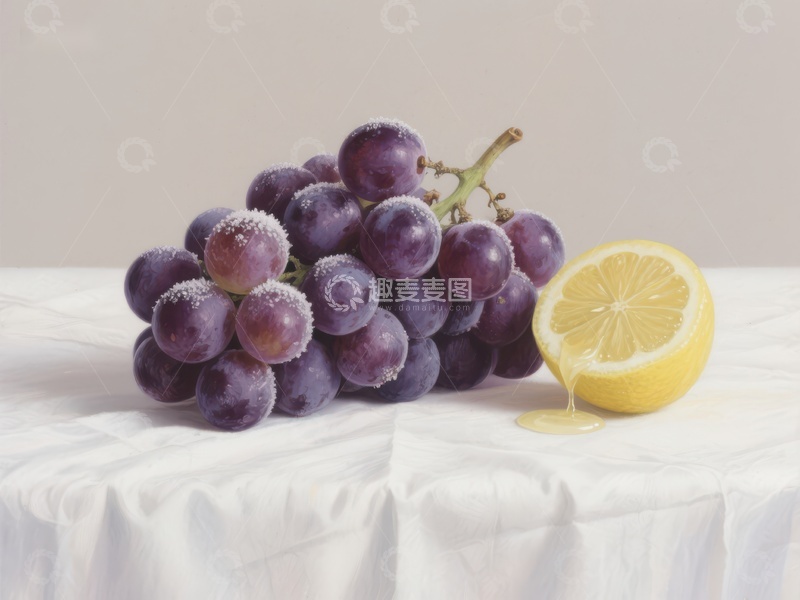 高清大图下载【趣麦麦图】葡萄与柠檬的静物组合
