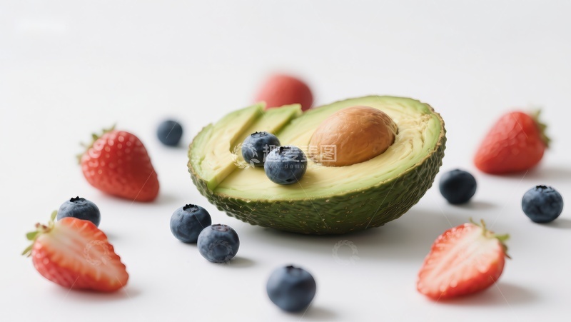 高清大图下载【趣麦麦图】新鲜水果组合：牛油果与浆果