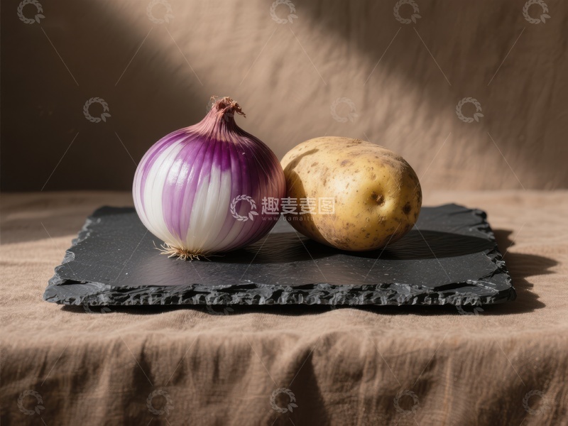 高清大图下载【趣麦麦图】洋葱与土豆静物摆放