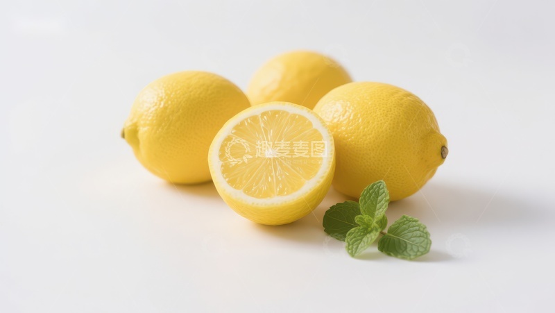 高清大图下载【趣麦麦图】新鲜柠檬与薄荷叶