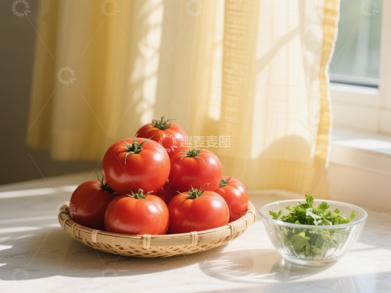 高清大图下载【趣麦麦图】阳光下的番茄与香草