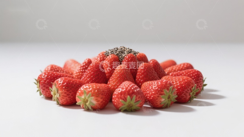 高清大图下载【趣麦麦图】新鲜草莓堆叠特写
