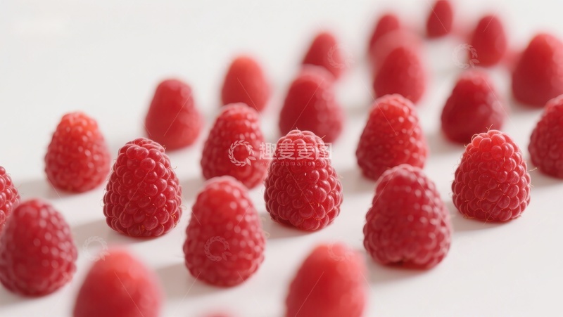 高清大图下载【趣麦麦图】新鲜覆盆子散落白色背景