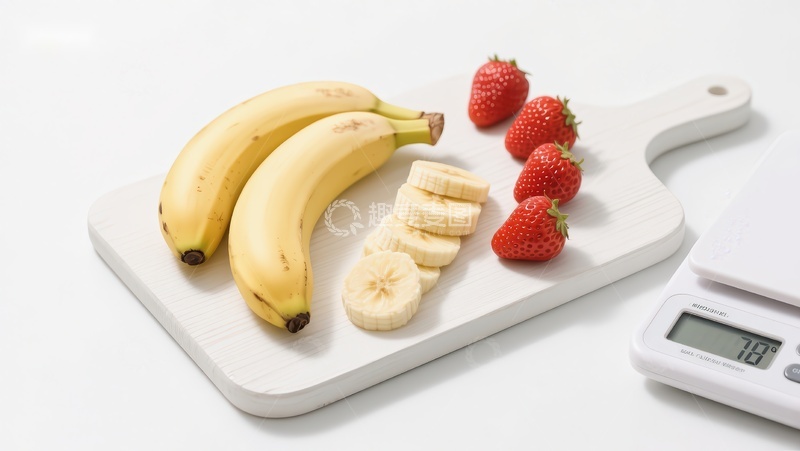 高清大图下载【趣麦麦图】香蕉草莓切片与电子秤