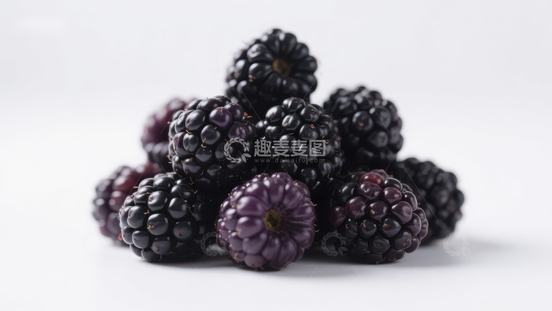 高清大图下载【趣麦麦图】新鲜黑莓堆叠特写