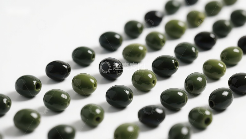 高清大图下载【趣麦麦图】排列整齐的绿色与黑色珠子