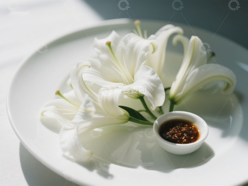 高清大图下载【趣麦麦图】白百合与酱碟的静谧组合
