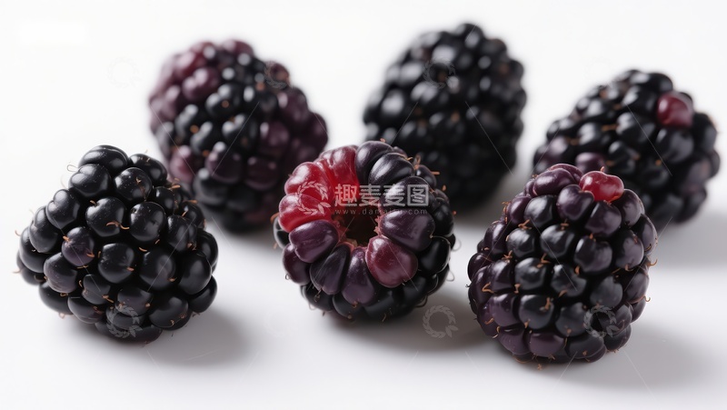高清大图下载【趣麦麦图】新鲜黑莓特写，一颗半熟