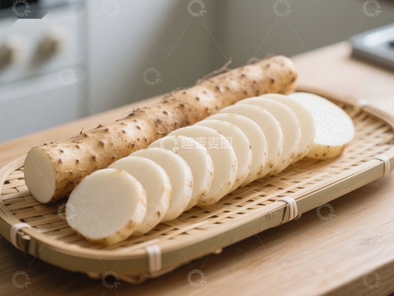 高清大图下载【趣麦麦图】新鲜山药切片展示