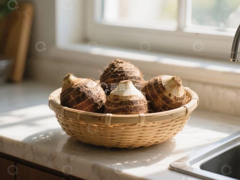高清大图下载【趣麦麦图】厨房窗边的芋头篮