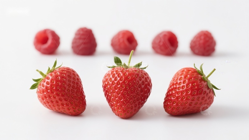 高清大图下载【趣麦麦图】草莓与覆盆子的对比展示