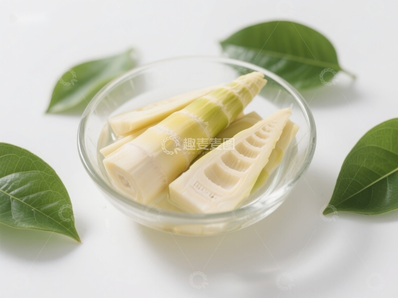 高清大图下载【趣麦麦图】新鲜竹笋置于透明碗中