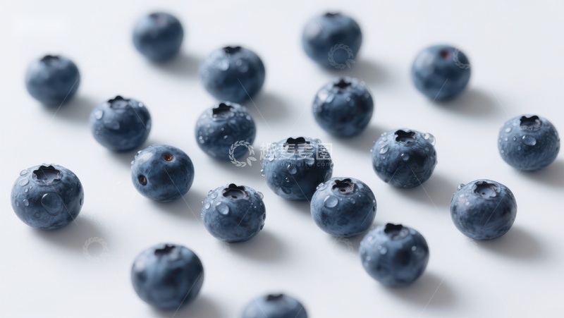 高清大图下载【趣麦麦图】新鲜蓝莓散落白色背景