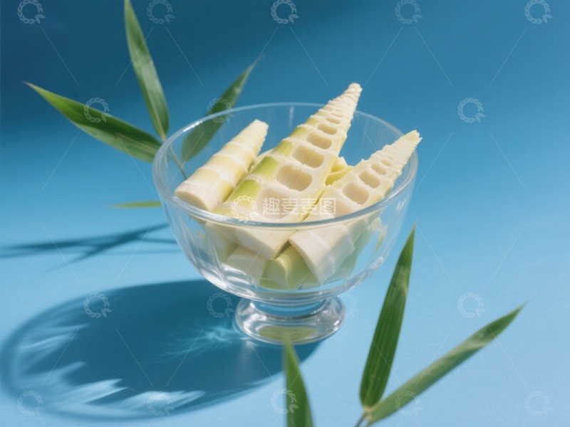 高清大图下载【趣麦麦图】新鲜竹笋切片置于透明碗中