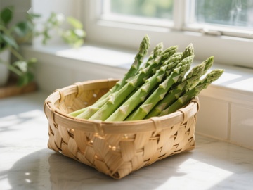 竹篮中的新鲜芦笋