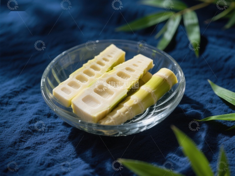 高清大图下载【趣麦麦图】新鲜竹笋切片置于透明碗中