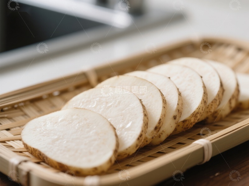 高清大图下载【趣麦麦图】竹篮中的切片山药