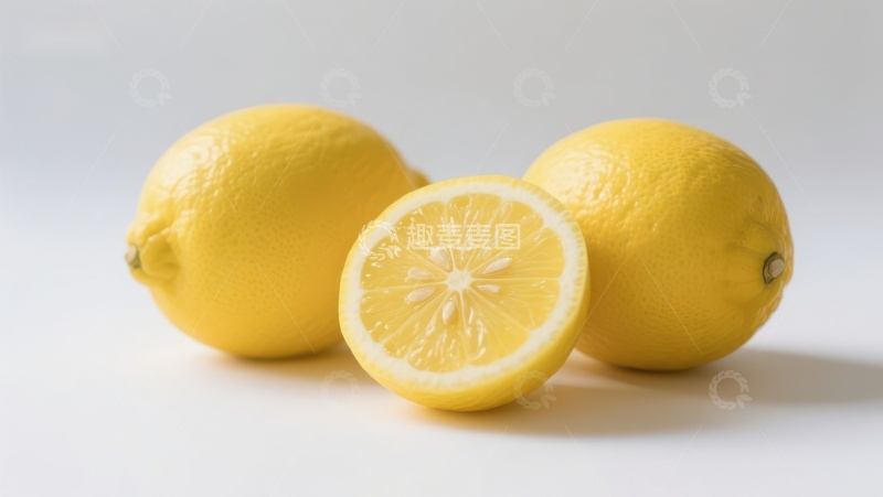高清大图下载【趣麦麦图】新鲜柠檬，一个切开展示内部