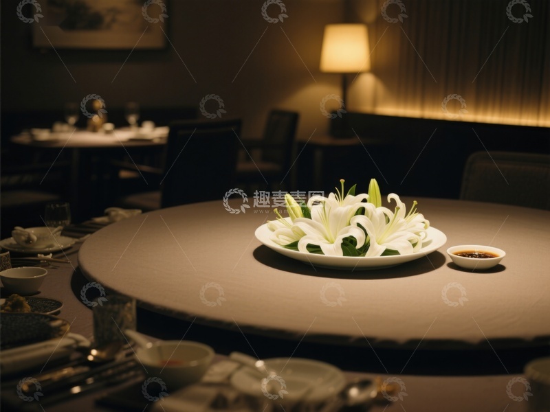 高清大图下载【趣麦麦图】餐桌上的百合花装饰