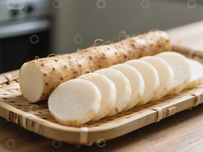 高清大图下载【趣麦麦图】新鲜山药切片展示