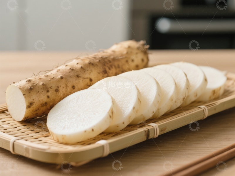 高清大图下载【趣麦麦图】新鲜山药切片展示