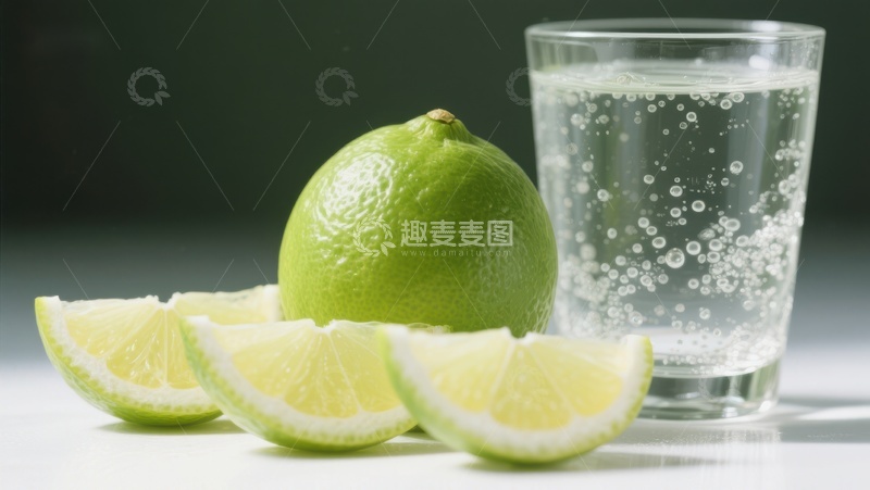 高清大图下载【趣麦麦图】青柠切片与气泡水
