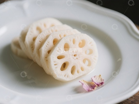 莲藕切片摆盘，清新雅致