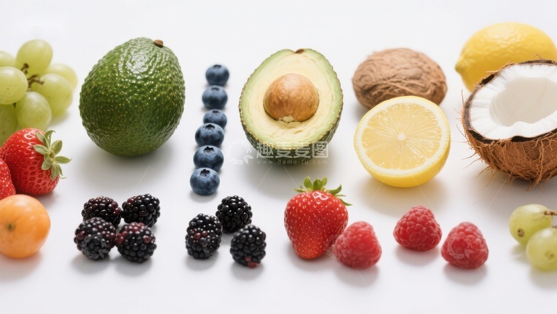 高清大图下载【趣麦麦图】新鲜水果与坚果的色彩展示
