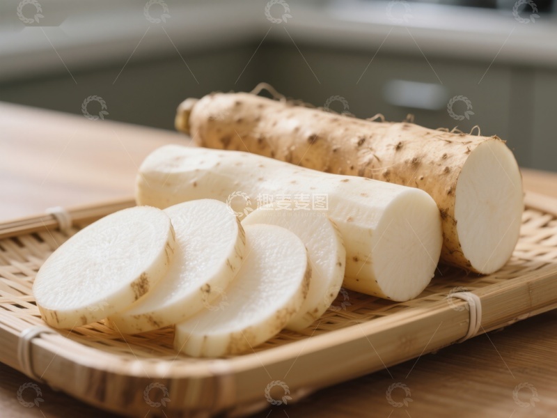 高清大图下载【趣麦麦图】新鲜山药切片展示