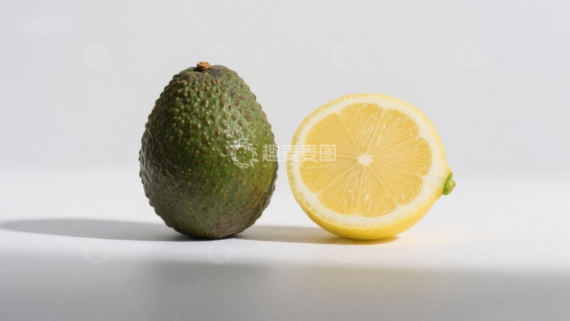 高清大图下载【趣麦麦图】牛油果与柠檬的静物组合