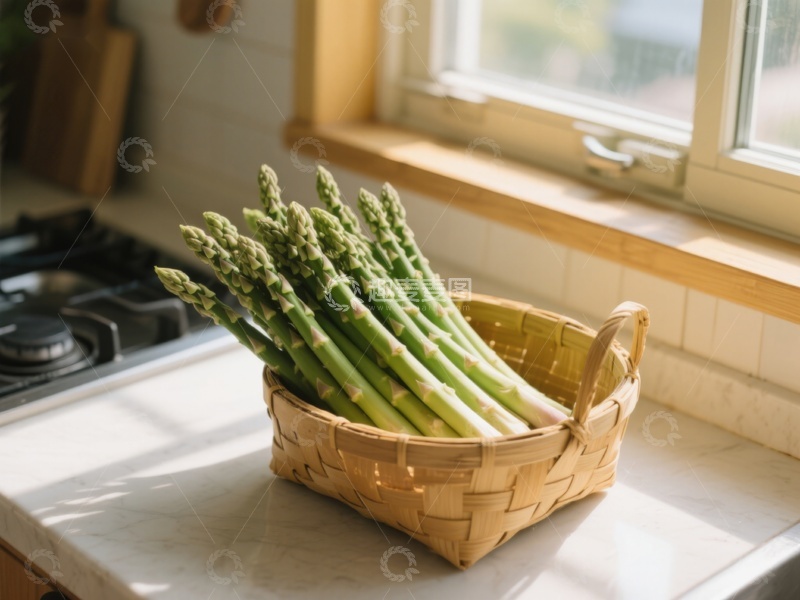 高清大图下载【趣麦麦图】-篮子里的绿色芦笋