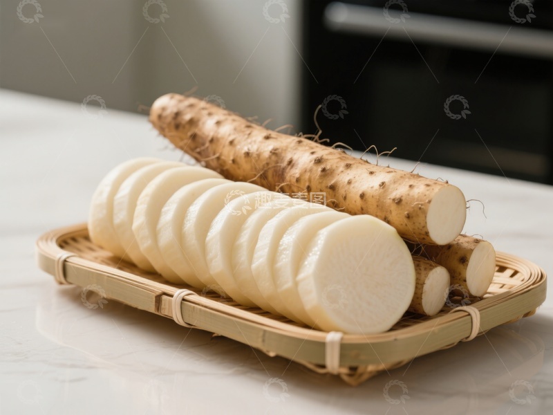 高清大图下载【趣麦麦图】新鲜山药切片展示