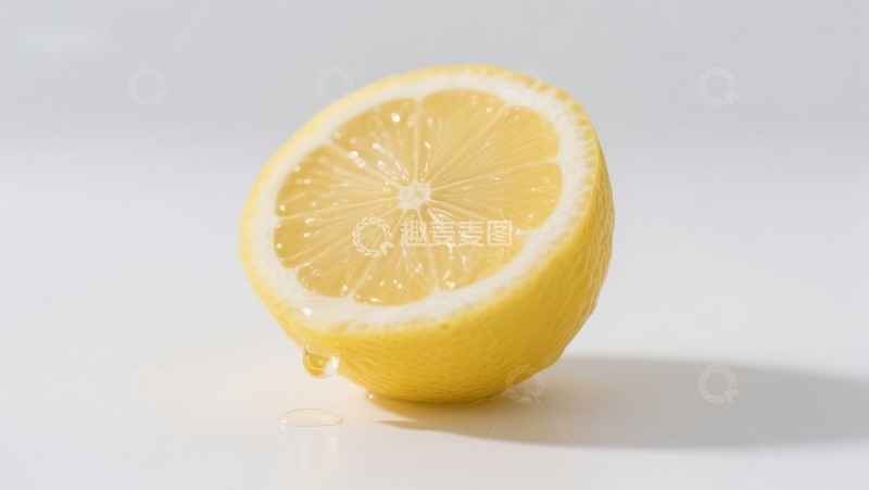 高清大图下载【趣麦麦图】新鲜柠檬切片，汁液滴落
