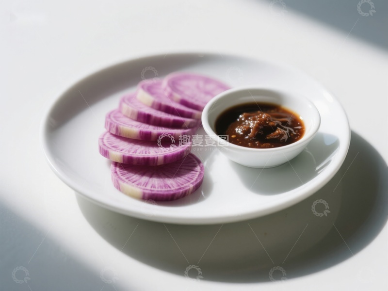 高清大图下载【趣麦麦图】紫甘蓝切片配酱料