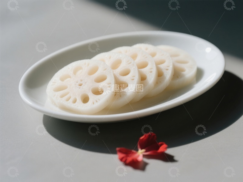 高清大图下载【趣麦麦图】莲藕切片摆盘，清新雅致