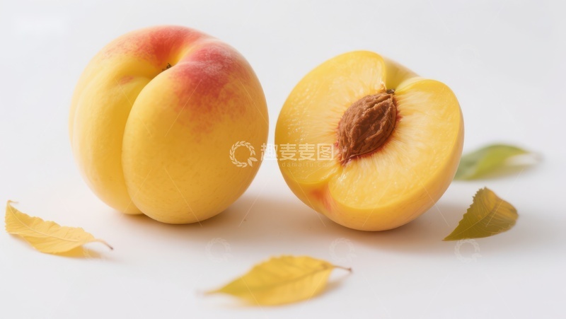 高清大图下载【趣麦麦图】新鲜黄桃与切半展示