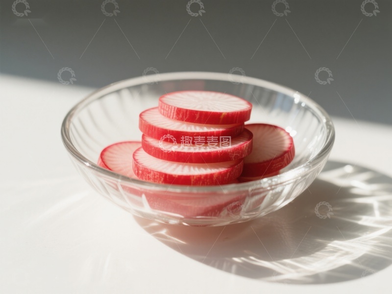 高清大图下载【趣麦麦图】透明碗中的切片红萝卜