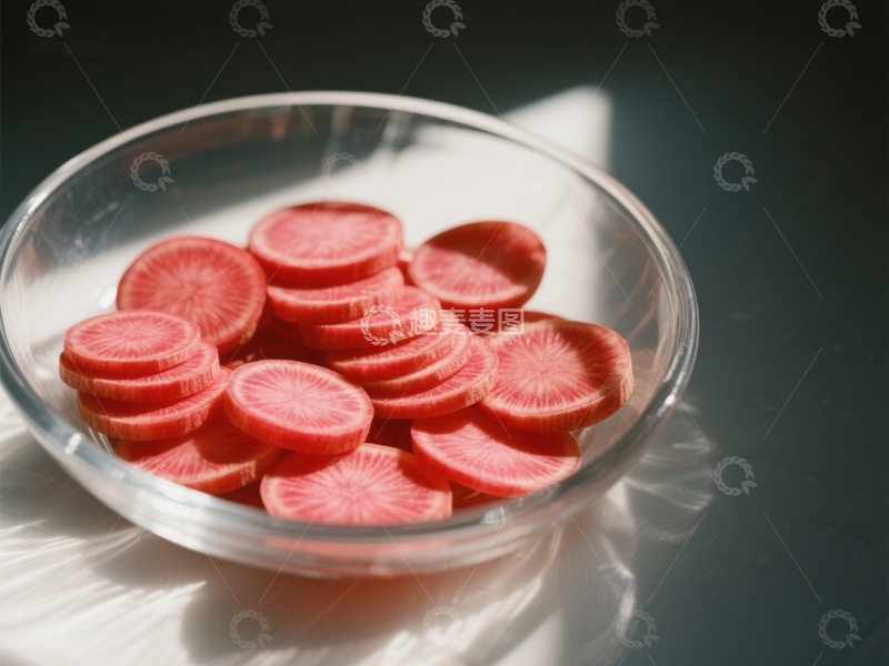 高清大图下载【趣麦麦图】透明碗中的切片红萝卜