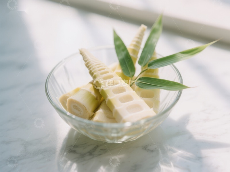 高清大图下载【趣麦麦图】新鲜竹笋置于透明碗中