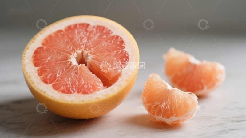高清大图下载【趣麦麦图】切开的葡萄柚与果瓣