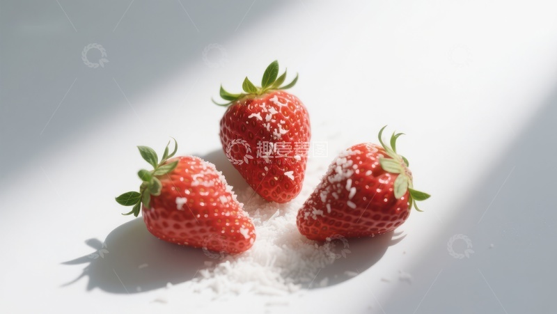 高清大图下载【趣麦麦图】阳光下的草莓与椰蓉