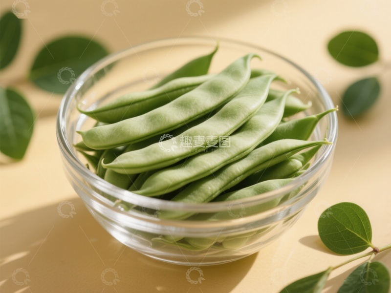 高清大图下载【趣麦麦图】新鲜扁豆置于透明碗中