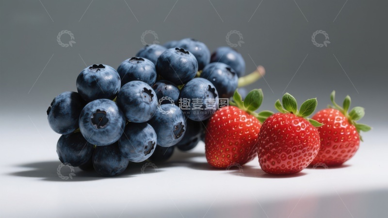 高清大图下载【趣麦麦图】蓝莓与草莓的静物组合