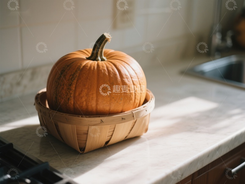 高清大图下载【趣麦麦图】厨房台面上的南瓜