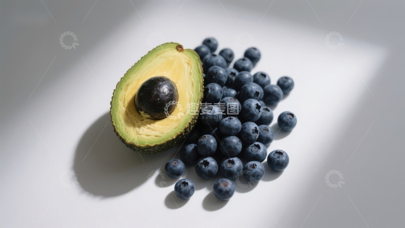 高清大图下载【趣麦麦图】牛油果与蓝莓的健康组合