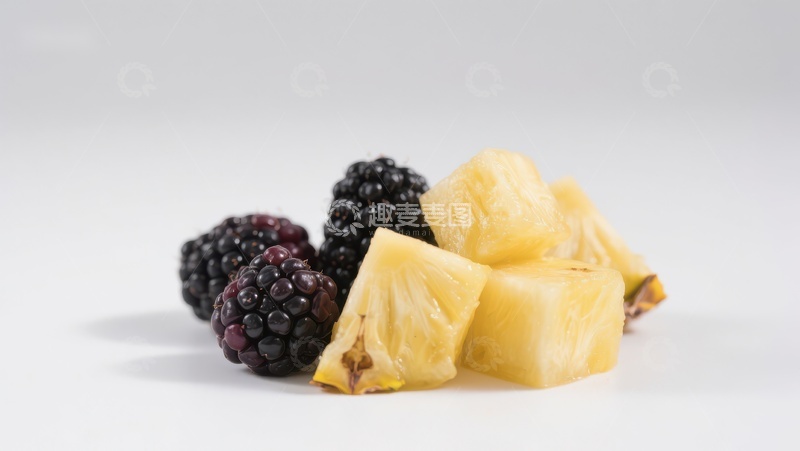 高清大图下载【趣麦麦图】黑莓与菠萝块的清新组合