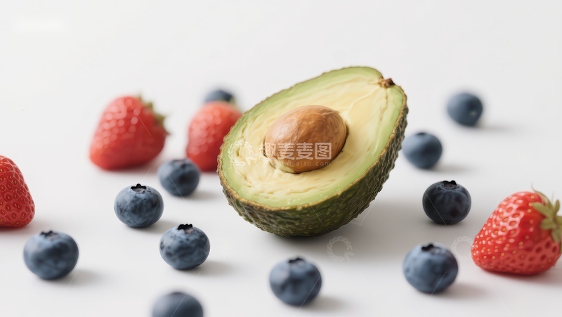 高清大图下载【趣麦麦图】新鲜水果组合：牛油果与浆果